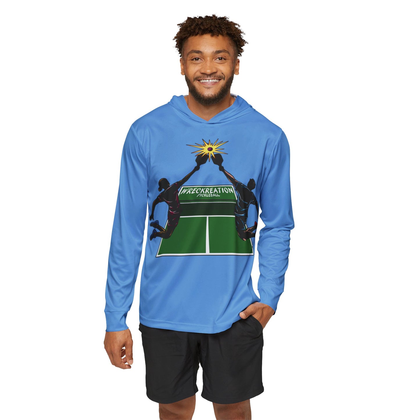 Wreckreation Pickleball Men's Sports Performance Hoodie (BLUE)